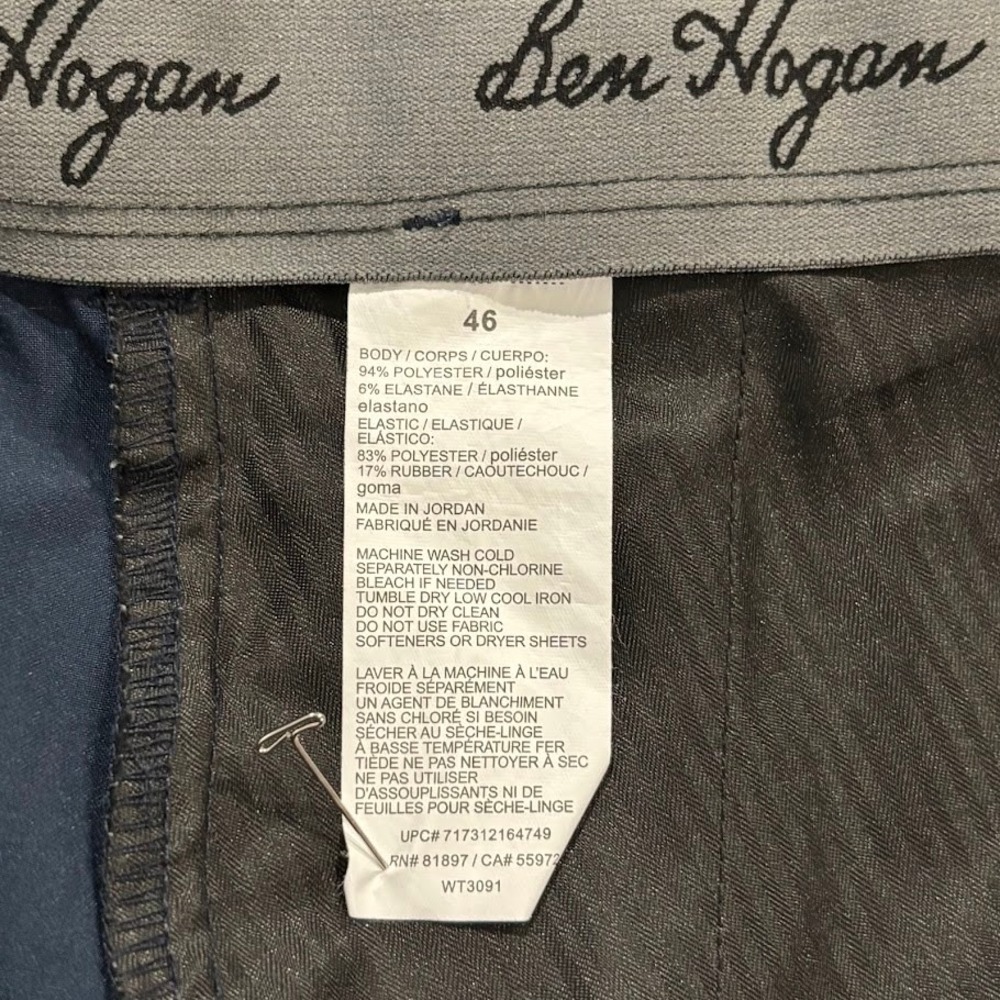 Ben Hogan Golf Shorts Mens 46 Blue Polyester Stretch Flat Front Classic Trendy - Picture 4 of 7